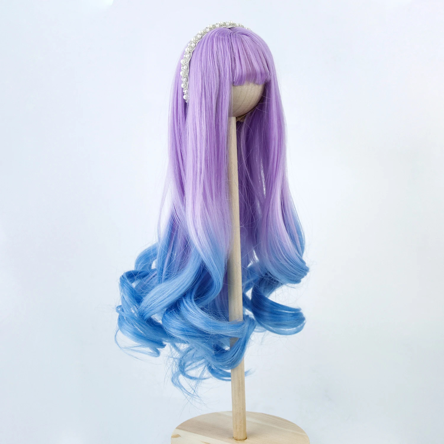 8-9 Inch Head Aidolla 1/3 BJD Doll Wig Long Bangs Purple Blue Hair High-temperature Wire Wig DIY Doll Accessories For Girl Gift zaful textured underwire v wire bikini top xs purple