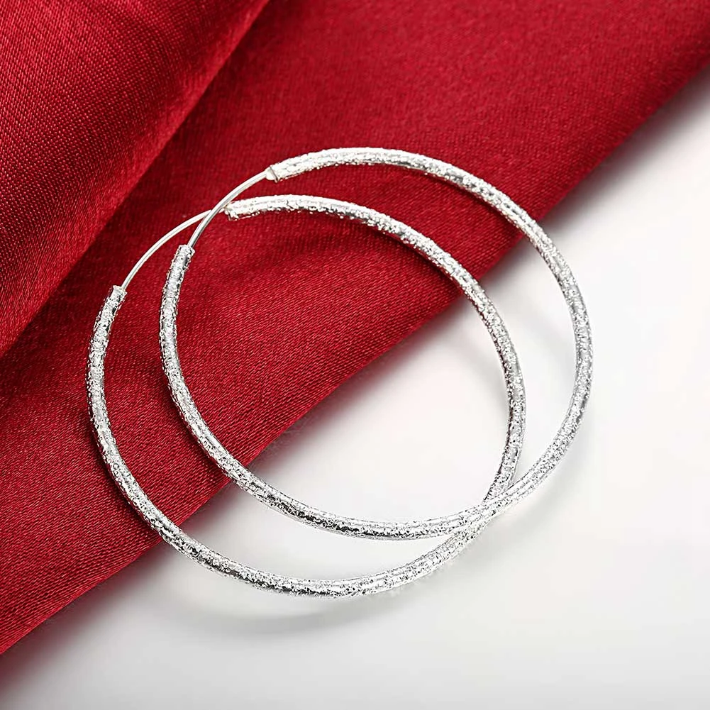 Top Quality 925 Sterling Silver Earrings Simple Round Circle Hoop Earrings For Woman Fashion Wedding Engagement Charm Jewelry 6