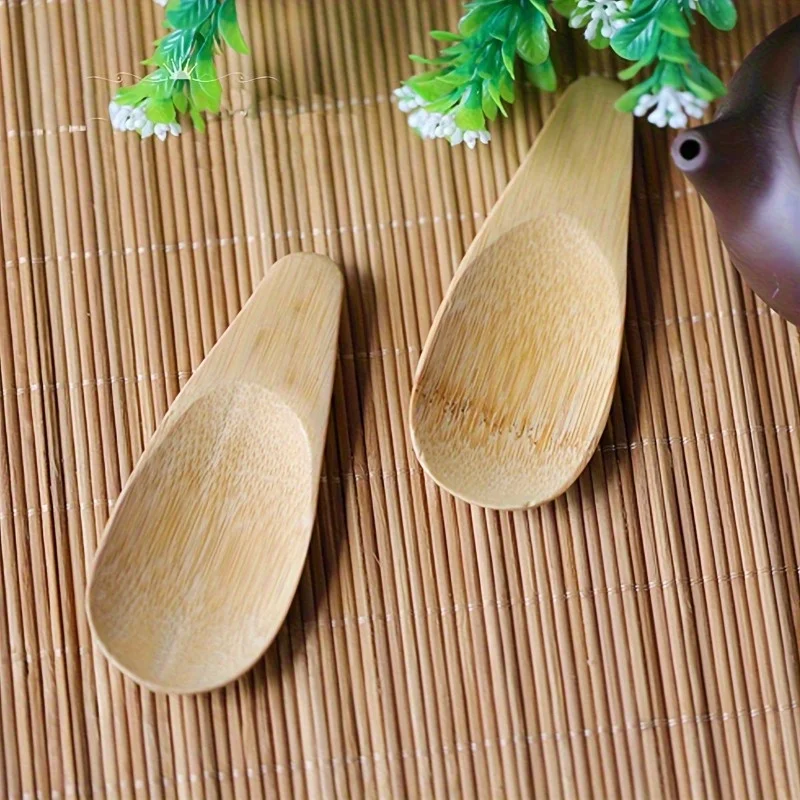 1pc,Creative Small Bamboo Spoon, Tea Spoon Compact Mini Coffee Spoon Jam Dressing Teaspoon, Tea Ceremony Dessert Spoon