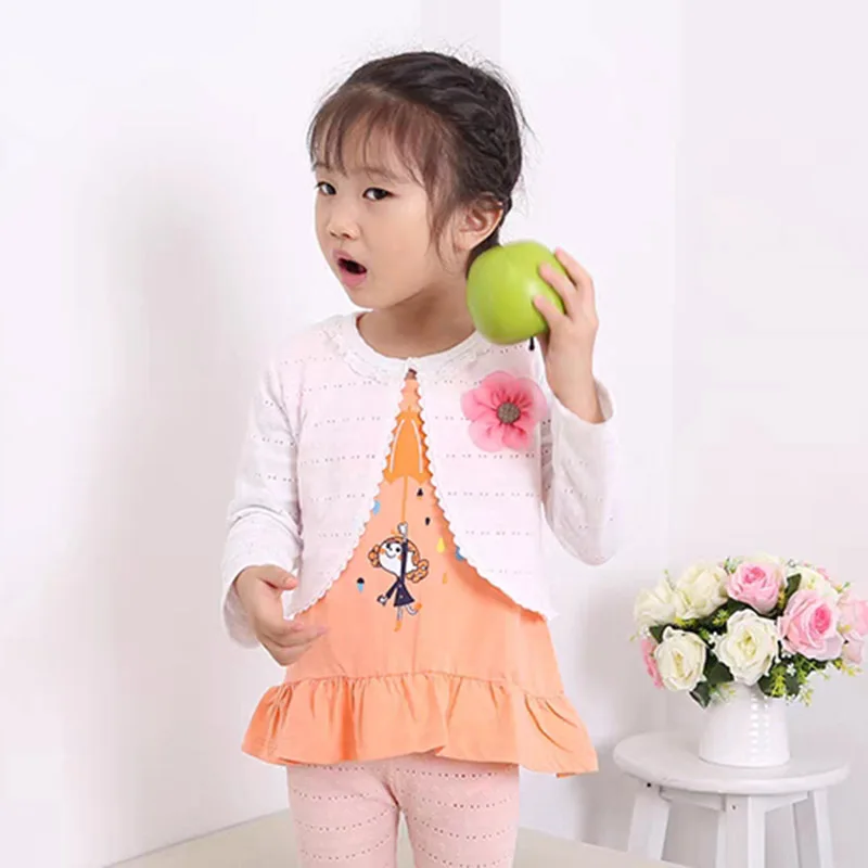 용수철 얇은 소녀 케이프 코트, 긴 소매, 어린이 꽃 가디건 재킷, 여름