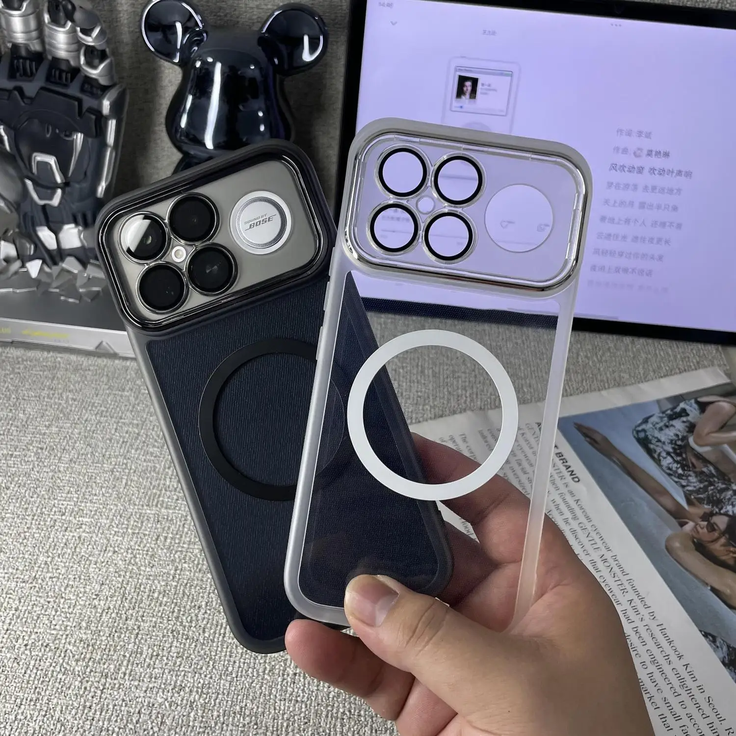 Transparent Magnetic Phone Case with Built-in HD Lens Protection and Cushioning