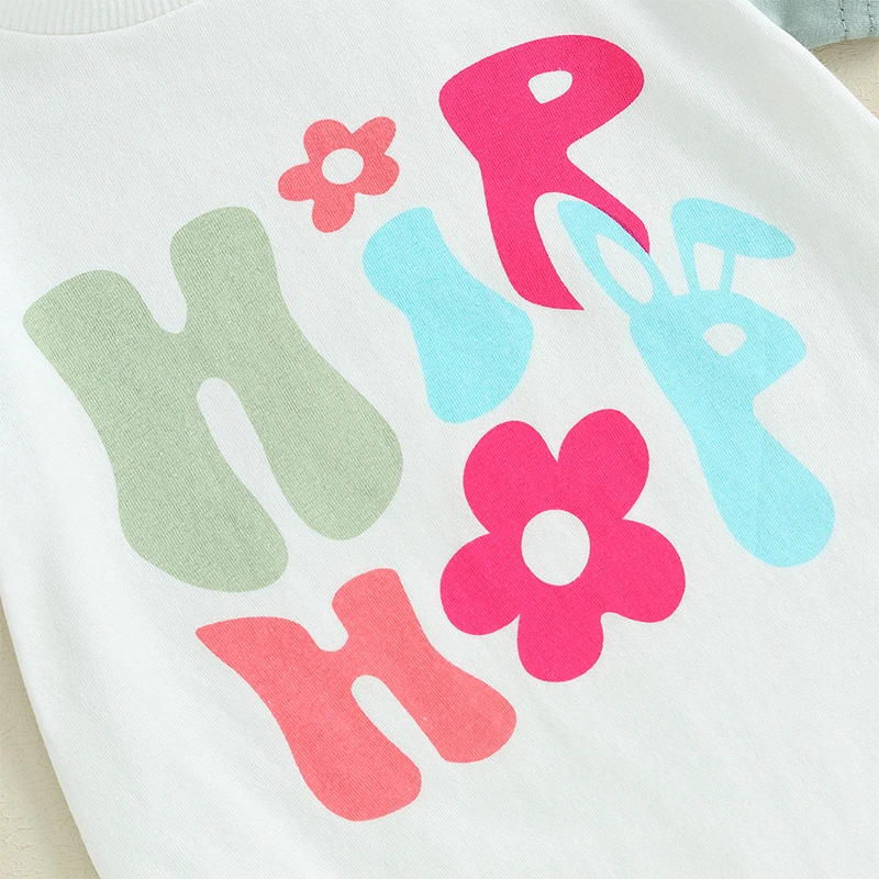 

Пасхальный комбинезон для новорожденных девочек, футболка в стиле хип-хоп, футболка с коротким рукавом и кроликом Банни, топы, комбинезон, летняя одежда