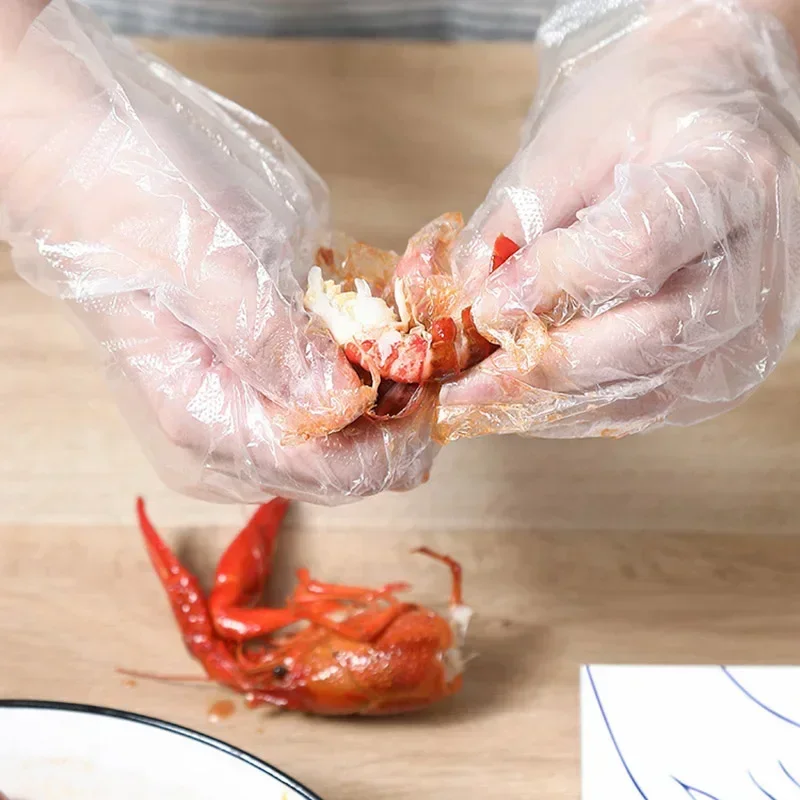 Plastic Large Disposable Polyethylene Clear Gloves 100/200 Pcs for Food Dealing Cooking Cleaning Kitchen Restaurant BBQ Accessory disposable gloves disposable nitrile gloves vinyl disposable gloves disposable plastic gloves