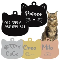  Stainless Steel Cat Name Tag Custom ID Cute Pet Pendant Engraved Keyring Accessories Personalized  Nameplate 1