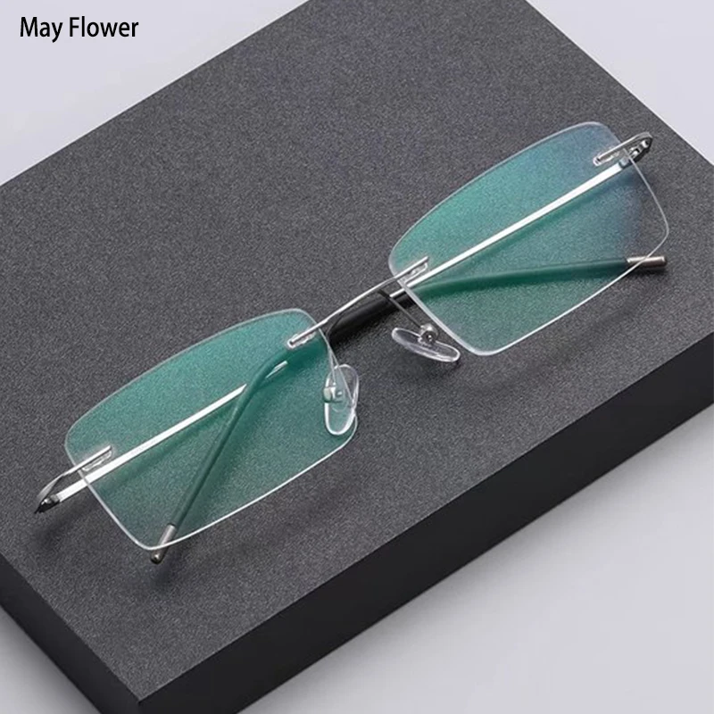 May Flower Flexible, ultraleichte, randlose Lesebrille, speicherblaues Licht blockierende Brille, Presbyopie-Brille +1,0 ~ +4,0