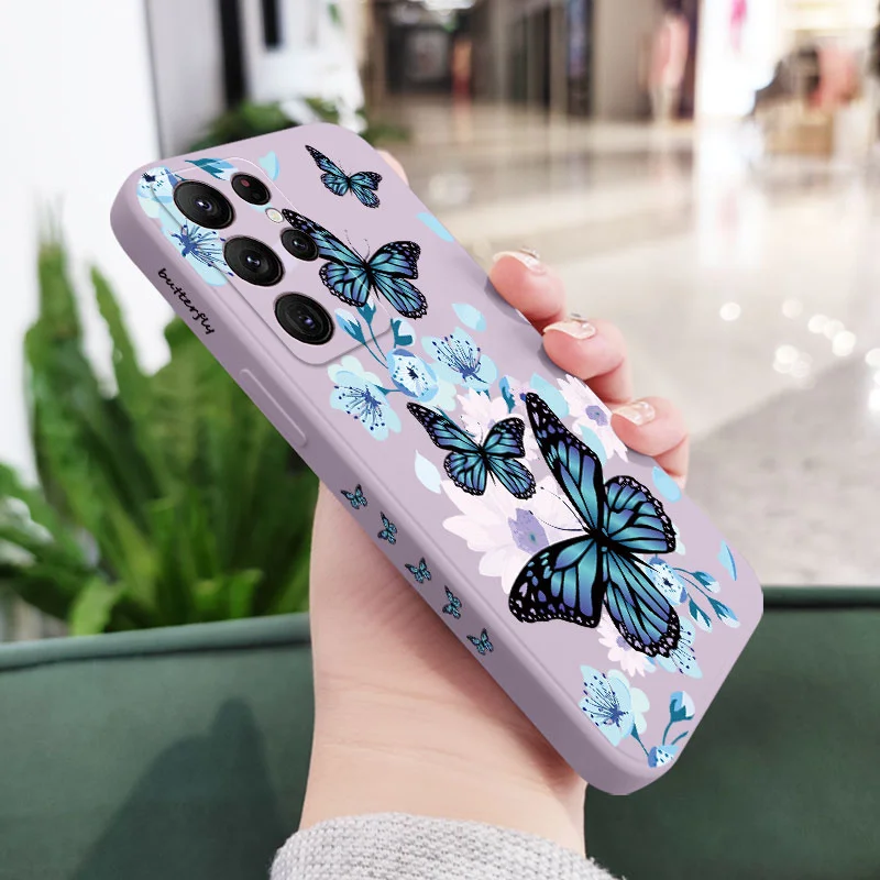Aurora Butterfly Phone Case For Samsung Galaxy S22 S21 S20 Ultra Plus FE S10 S9 S10E Note 20 ultra 10 9 Plus Cover