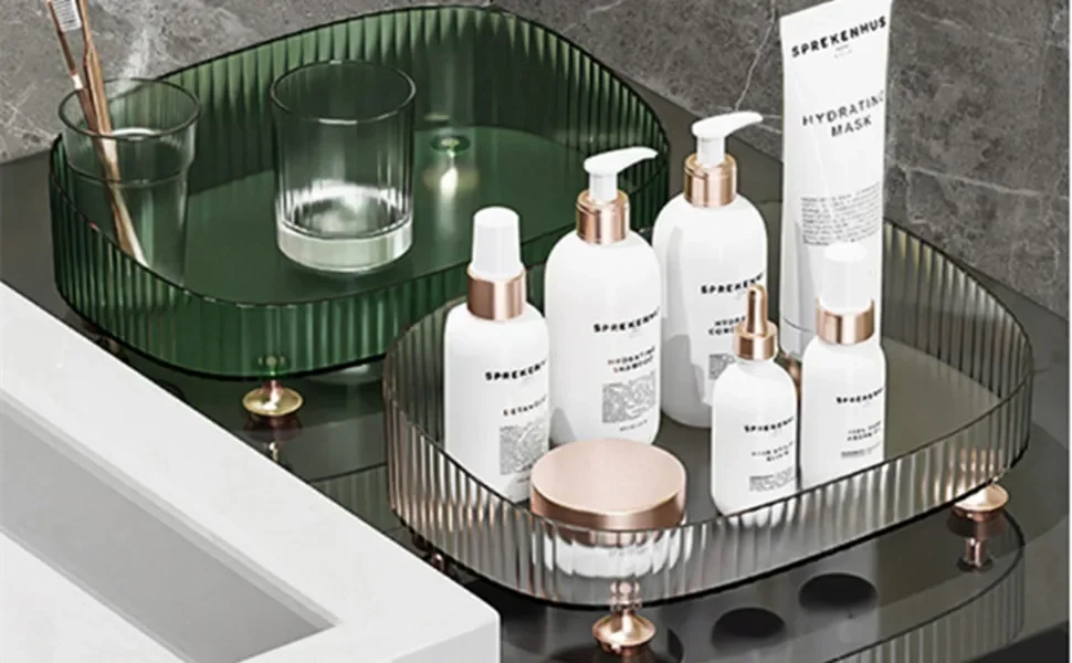 Description Picture 2 of itemLarge Capacity Perfume Dresser Transparent Desktop Storage Box Bathroom Makeup Tray Lotion Bottle Cosmetics Skin Care Products