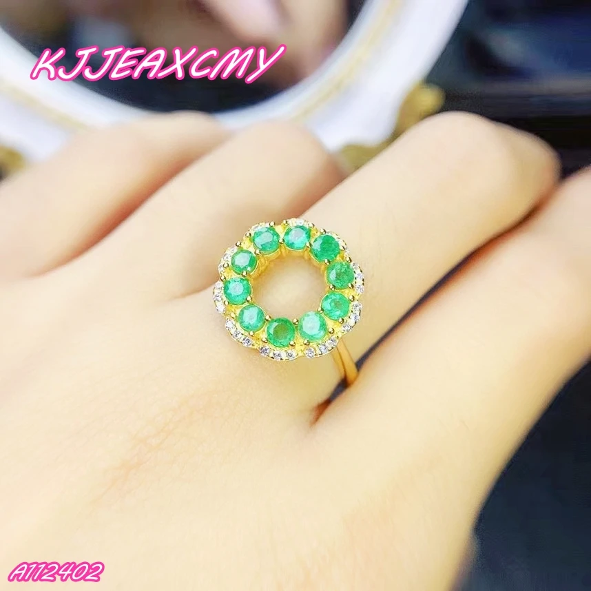 

KJJEAXCMY-925 Sterling Silver Emerald Ring, Women's Jewelry, Girl's Party, Birthday, Christmas Gift Natural Columbia Grandmother