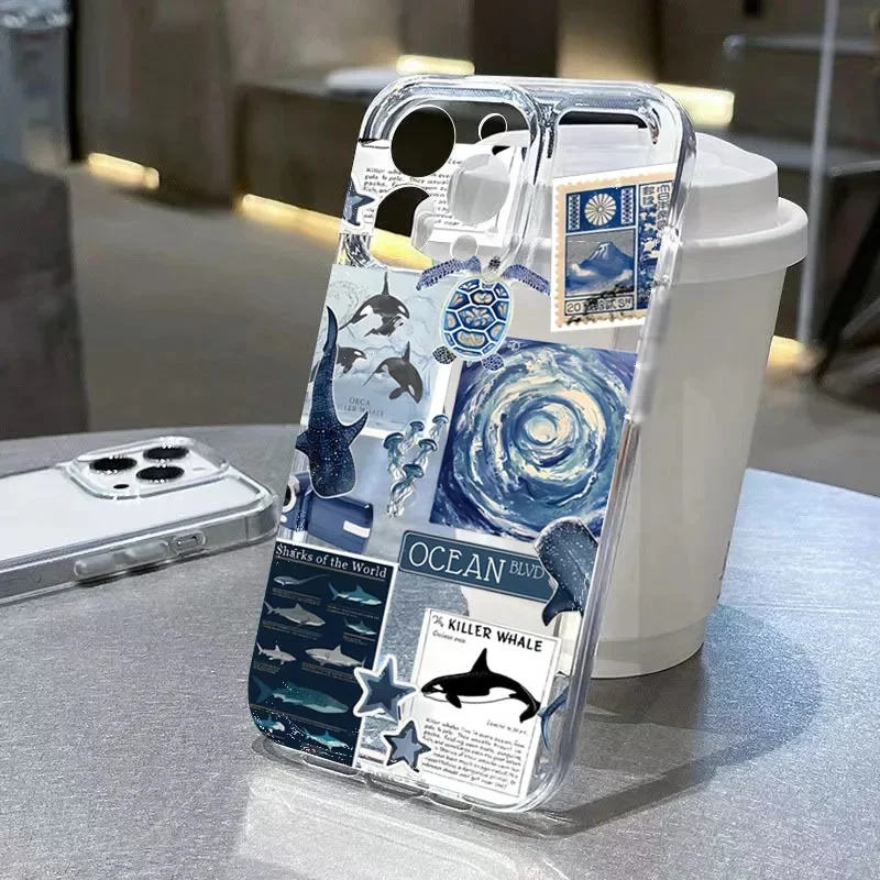 Summer Ocean Shark Whale Soft Silicone Transparent Phone Case
