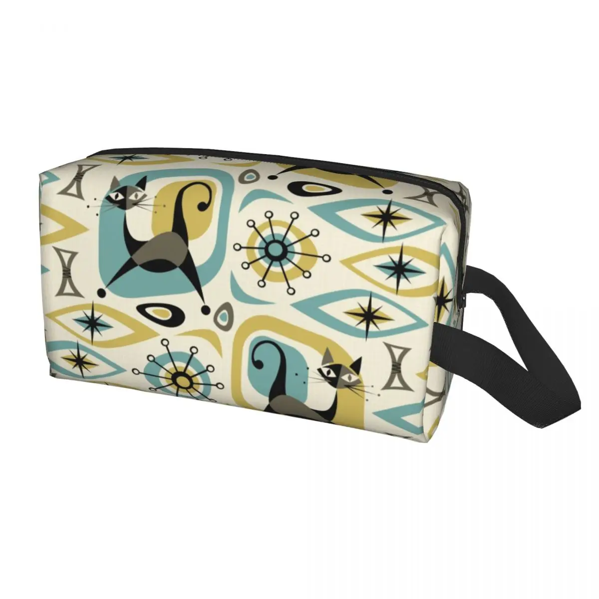 

Mid Century Cat Abstract Makeup Bag for Women Travel Cosmetic Organizer Kawaii Retro Animal Pet Storage Toiletry Bags