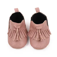 Pudcoco Newborn Baby Girl Ankle Boots Tassels PU Winter Boots Warm Baby Walking Shoes for Toddler Infant 0-18M 5