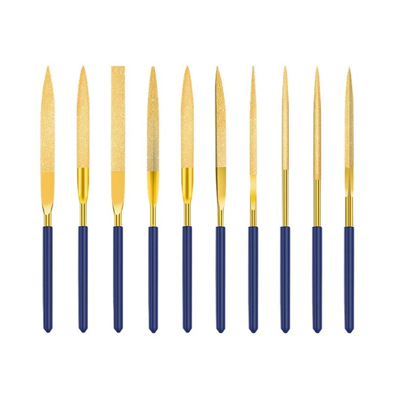 

10Pcs Titanium Diamond Coating Needle Flat File Set Metal Working Craft Tool Titanium Coated Diamond Assorted Files