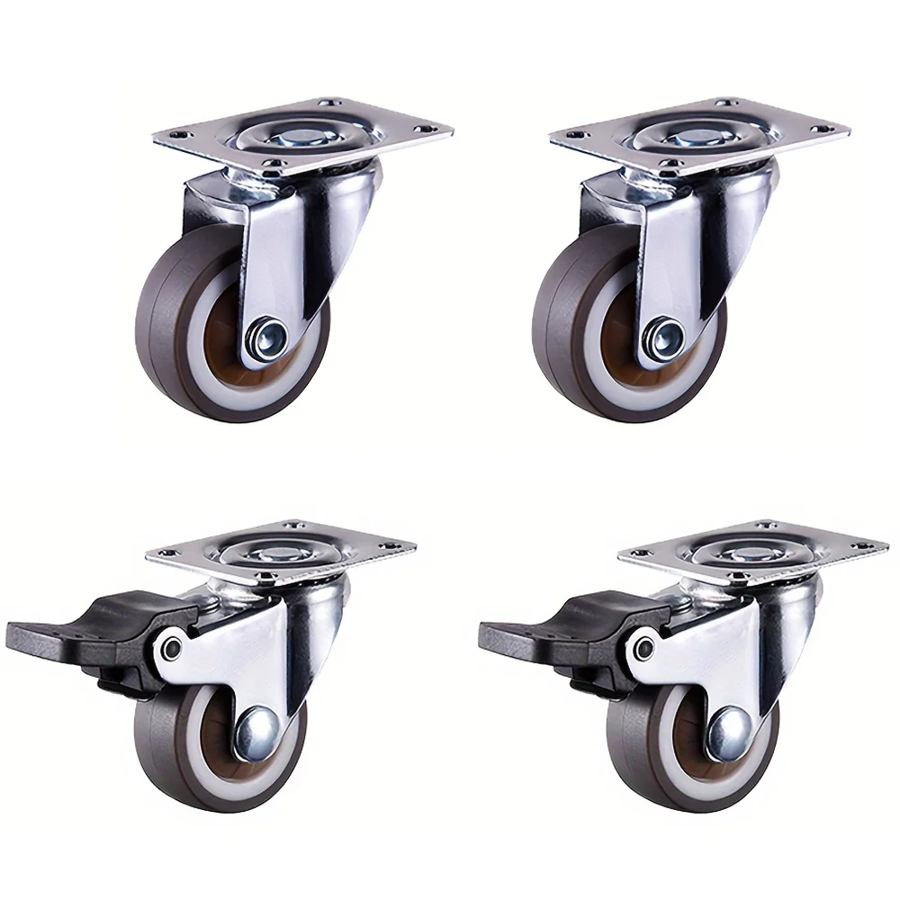 4 Pcs 1/1.25" Caster Wheels Furniture Wheels Heavy Duty Castors TPR ...
