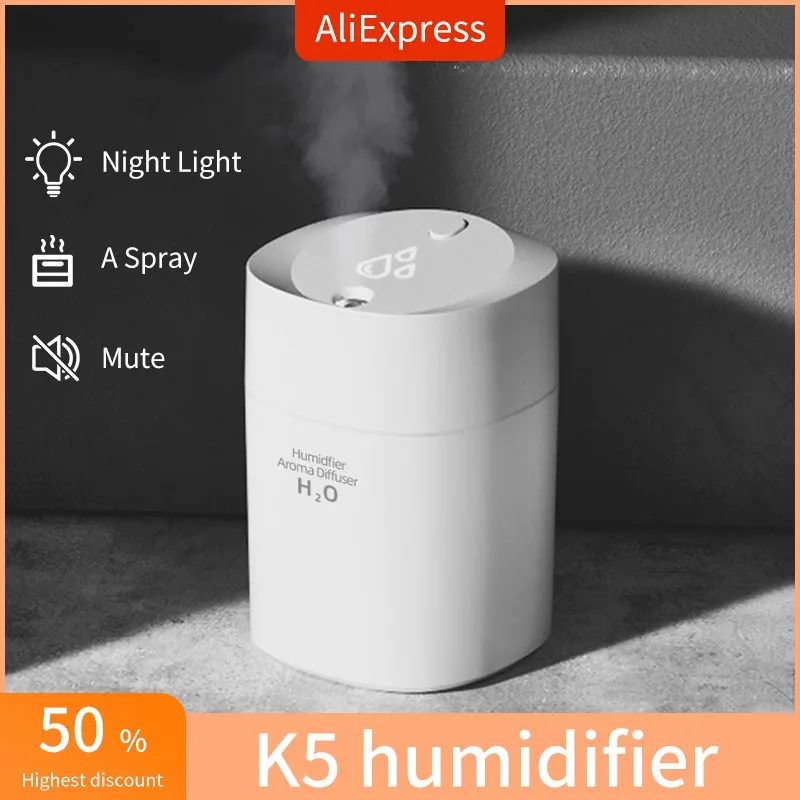 

USB Air Humidifier K5 Aromatherapy Diffuser Ultrasonic Cool Mist Maker Fogger Humidifiers Essential Oil Diffuser Humidificador