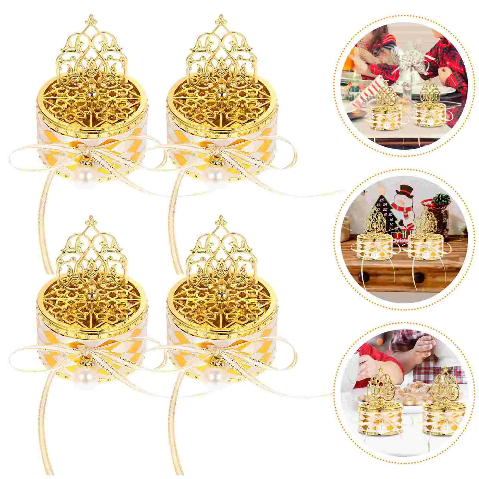 

Candy Storage Box Wedding Candy Wrapping Box European Style Candy Holder Hollow Bow Decorative Candy Box Jewelry Box