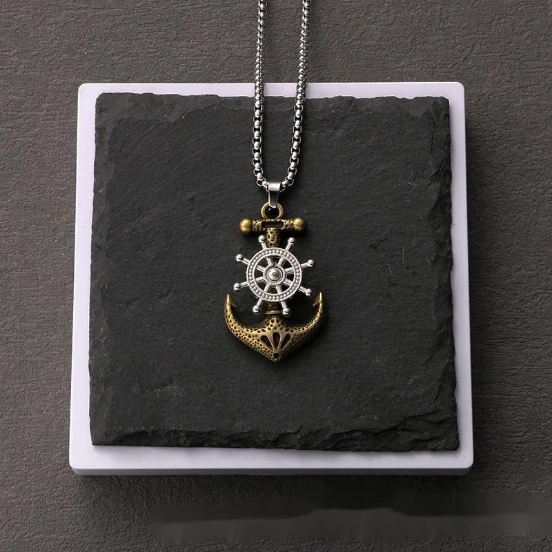 Ciondolo in acciaio al titanio con ancora per barca mobile retrò alla moda esplosiva, accessorio pendente alla moda personalizzato da uomo_voghion.com
