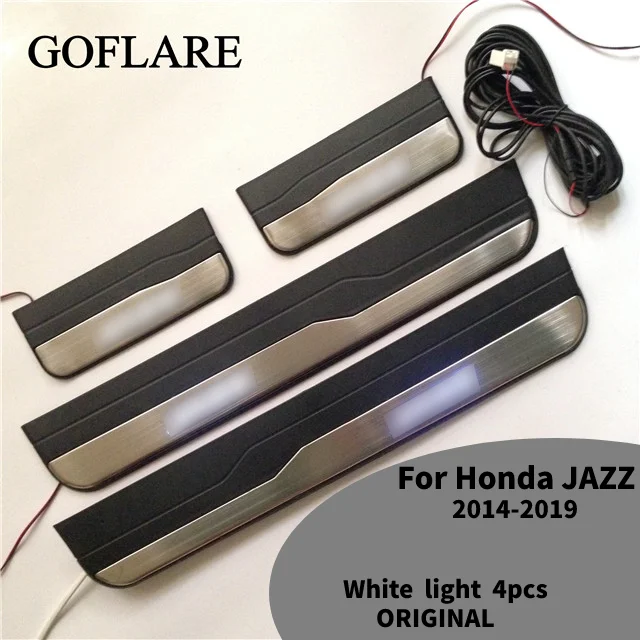 

Car Accessories For Honda Jazz GK 2014 2016-2018 2019 Led Door Sill Scuff Plate Sill Welcome Pedal Entry Guard Cover threshold