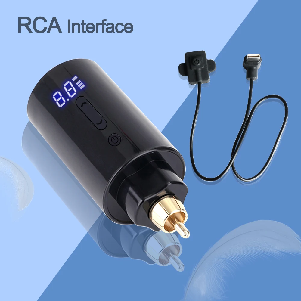 Wireless Tattoo Battery RCA Interface Fast Start Up 1400 mAh Wireless Tattoo Power Supply Type-C Rechargeable With Control Wire portex gen2 mini battery pack wireless battery tattoo power supply adapter rca rechargeable led digital display power supply