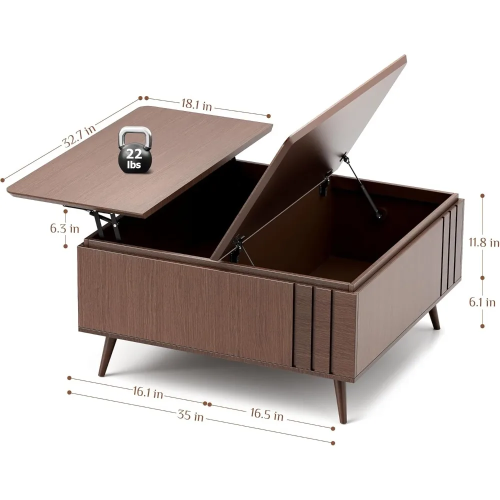 Lift Top Coffee Table with Storage,Mid Century Modern Coffee Table,Wood Square Coffee Table,Multi-Functional Center Table 2