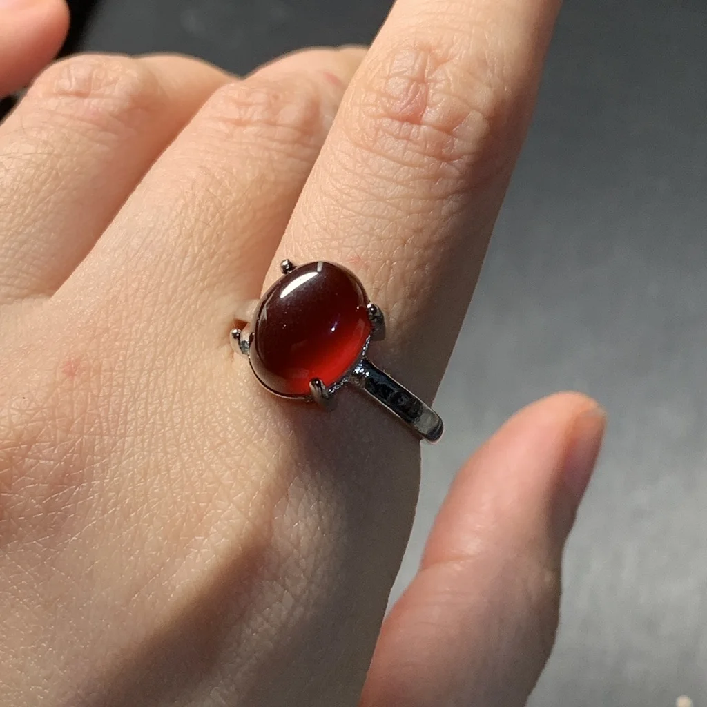 Natural Garnet Ring Oval Stone Female Handmade Rings Fine Jewelry for Women Gift Multicolor vintage style