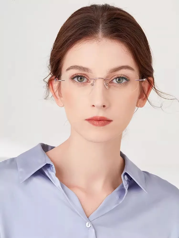52mm Frauen Titan Brille Frauen Brillen Rahmen Rezept Myopie randlose Brille 5g Gewicht – Detail 3