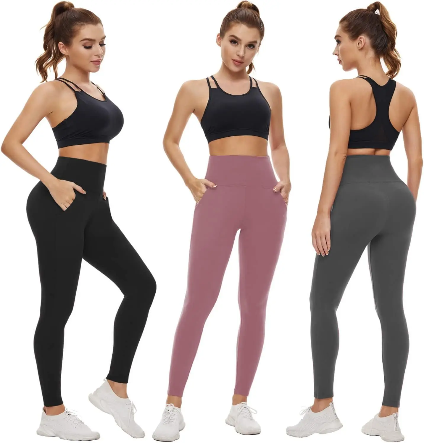 Sports New Women's Pocket Leggings with High Waist and Abdominal Compression for Fitness Soft and Comfortable Fitness Leggings 4