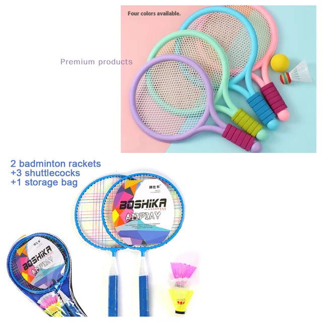 1 SetLightweight Children Tennis Badminton Tennis Racquets Kids Badminton Rackets Kit Parent Child Interactive Toys For Children