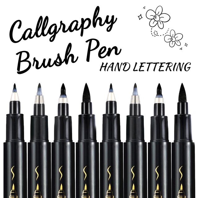 4 Pcs Black Hand Lettering Calligraphy Pen Set Drawing Writing Learning Fine Brush Markers Art Supplies Manga Pen 1
