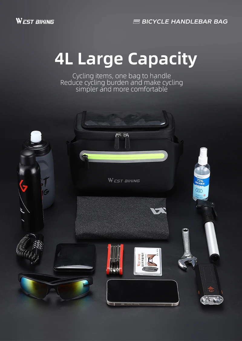 West Biking wasserdichte Fahrrad Front rahmen Tasche Touchscreen MTB Fahrrad Telefon halter Eva Lenker Taschen Radfahren Front Aufbewahrung tasche – Detail 9