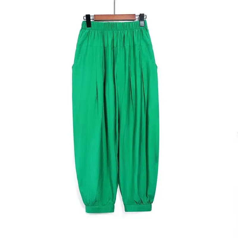 2023 Summer Leisure Fashion Retro Art Ethnic Style High Waist Solid Color Loose Oversize Versatile Women's Hooded Lantern Pants