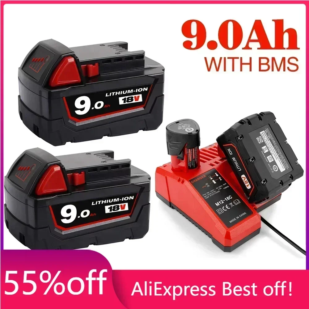 

Сменная литиевая батарея 18 в 1860 Ач для Milwaukee M18 XC, 48-11-1850 48-11-1840 48-11-1820 48-11-, аккумуляторные батареи
