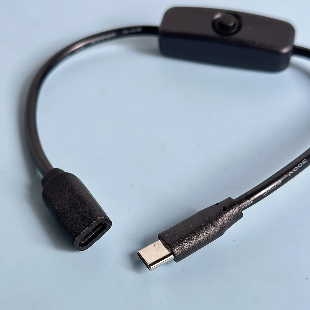 Convenient USB C Male to Female Extension Cable with On/Off Switches for Type C Devices