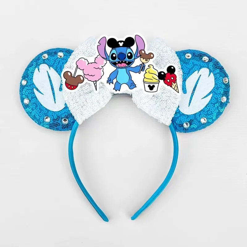 Disney glitter hairband 5個セット❤️ Cute Lilo & Stitch Ears Headbands For Kids Disney Angel Hair