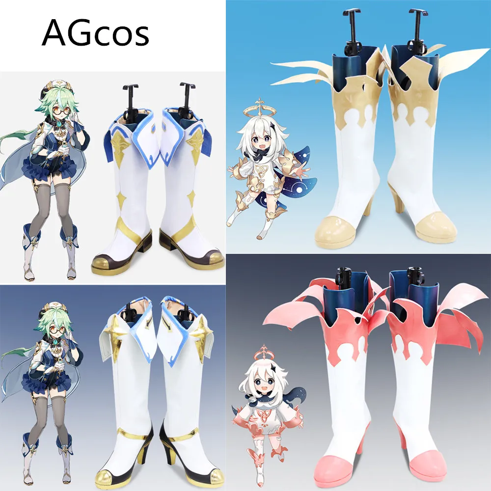 

AGCOS In Stock Genshin Impact Paimon Sucrose Cosplay Shoes Winter Boots