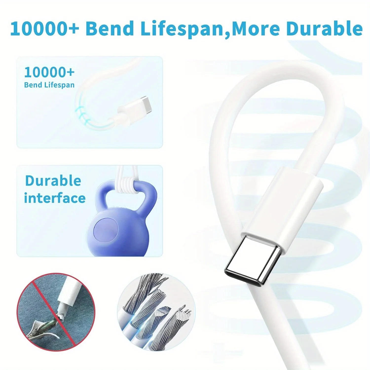 아이폰 15 충전 케이블용 5팩 60W USB C to USB C 케이블, 타입 C 고속 충전 코드, 아이폰 17/16/15Pro/Plus/Pro Max용
