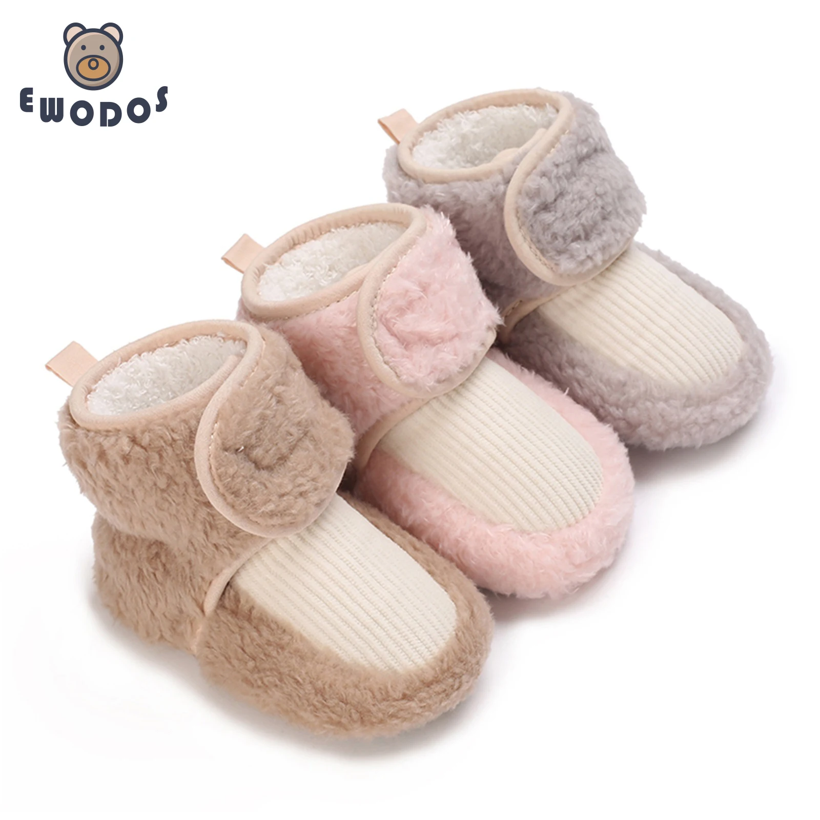 

EWODOS Toddler Infant Baby Girls Casual Winter Snow Boots Plush Contrast Color Boots Warm Baby Girl's First Walker Shoes