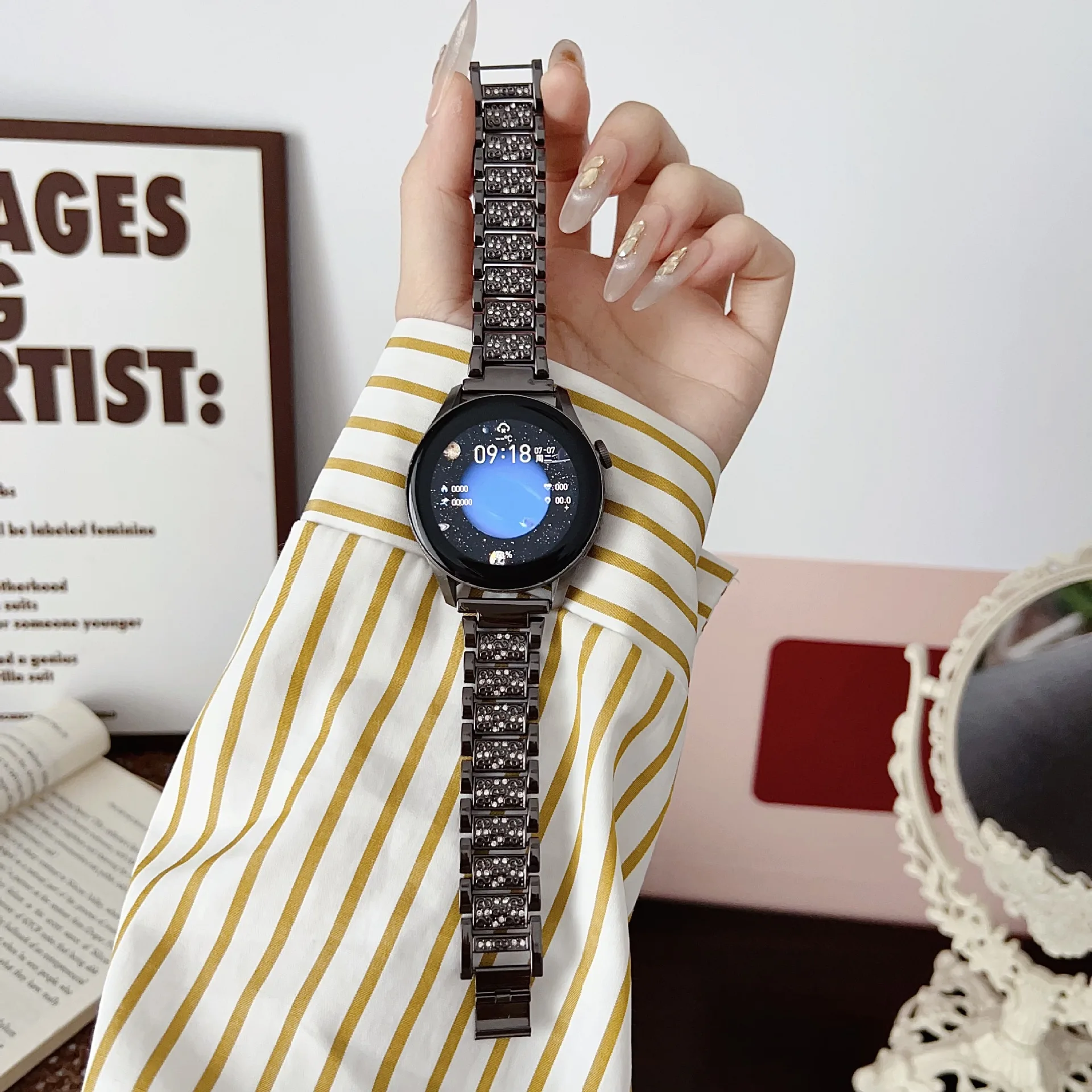 Elegant Diamond Women's Bracelet Strap - 18mm/20mm/22mm Sizes