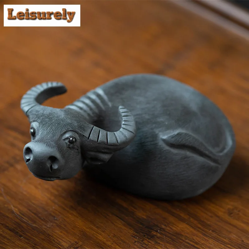 Yixing Zisha Zodiac Pipa Ox Wealth Tea Pet Handmade Lucky Model Tea Figurine Play Toys Tea Statue Ornaments Tea Items Supplies