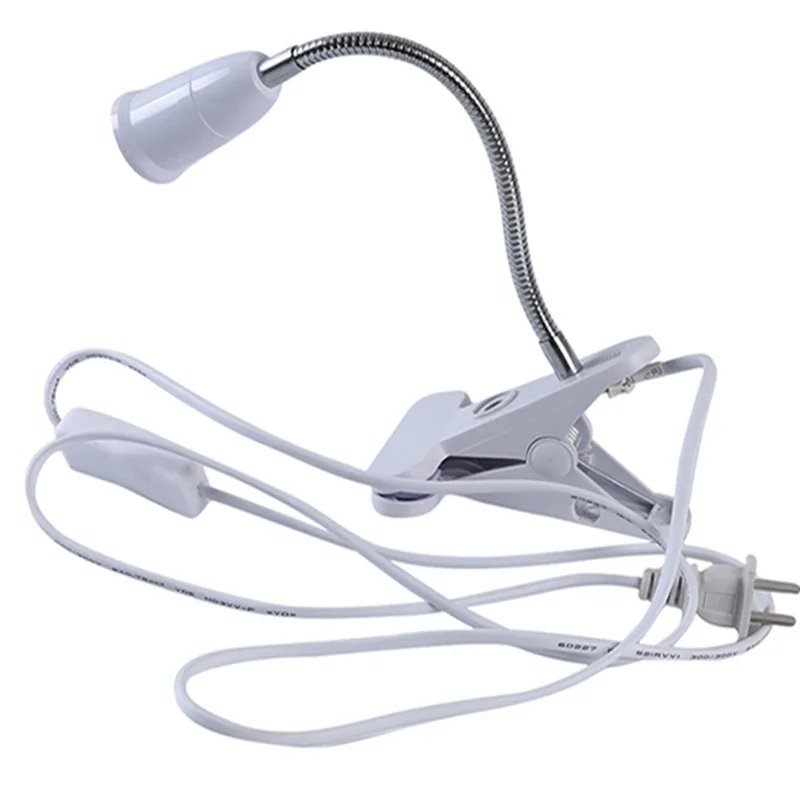 Description Picture 3 of itemWhite Flexible Light Clip Switch Lamp Holder For Desk Light LED Plant Grow Bulbs Base EU/US Plug Socket Power Cable High Quality