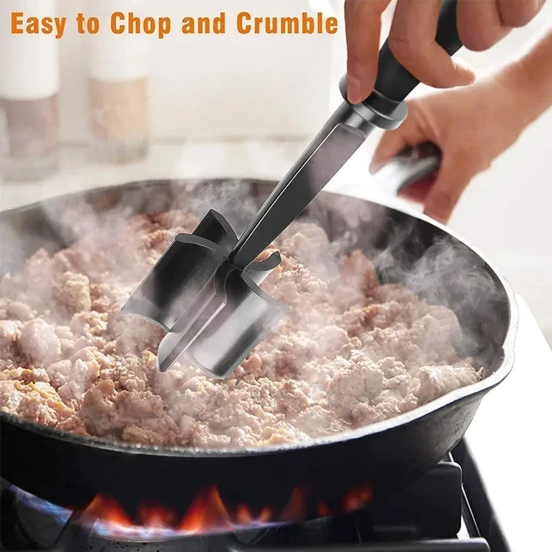 Description Picture 5 of item1/2pcs Kitchen Meat Chopper Ground Beef Masher Mixing, Grinding and Pounding Spatula Meat Scraper for Mincing Meat