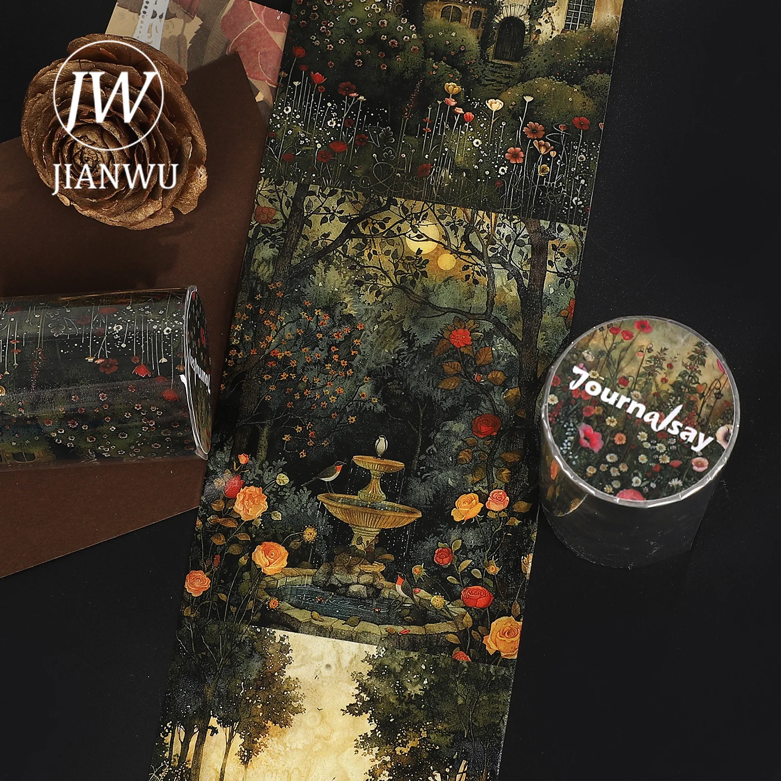 JIANWU 80mm * 183cm 빈티지 캐릭터 꽃 풍경 소재 콜라주 스크랩북킹 와시 테이프 크리 에이 티브 DIY 저널 문구