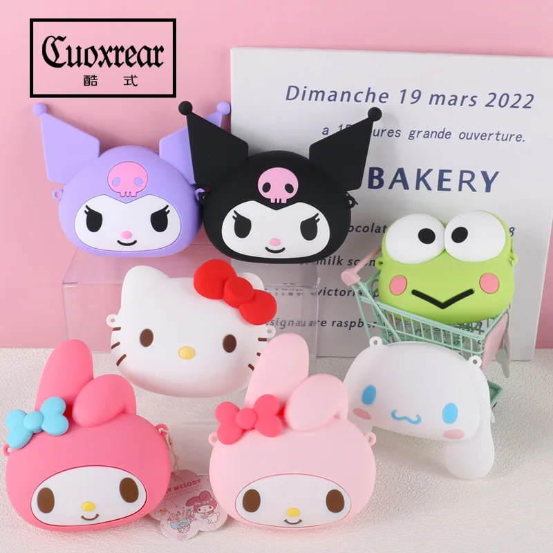 

Kawaii Sanrio Kuromi My Melody Cinnamoroll Hello Kitty Cute Cartoon Silicone Zero Wallet Storage Bag Shoulder Bag Crossbody Bag