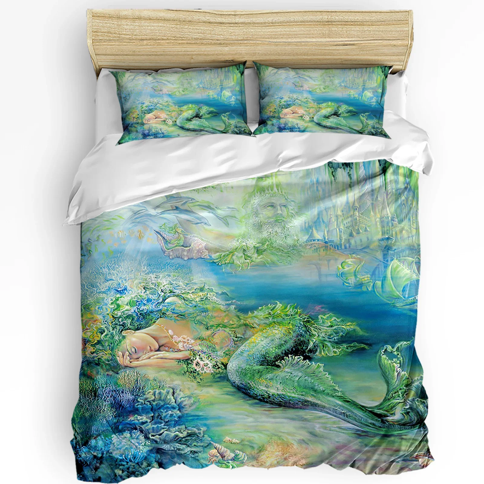 

Mermaid Coral Conch Underwater World Duvet Cover Bed Bedding Set Home Quilt Cover Pillowcases Bedroom Bedding Set No Sheet