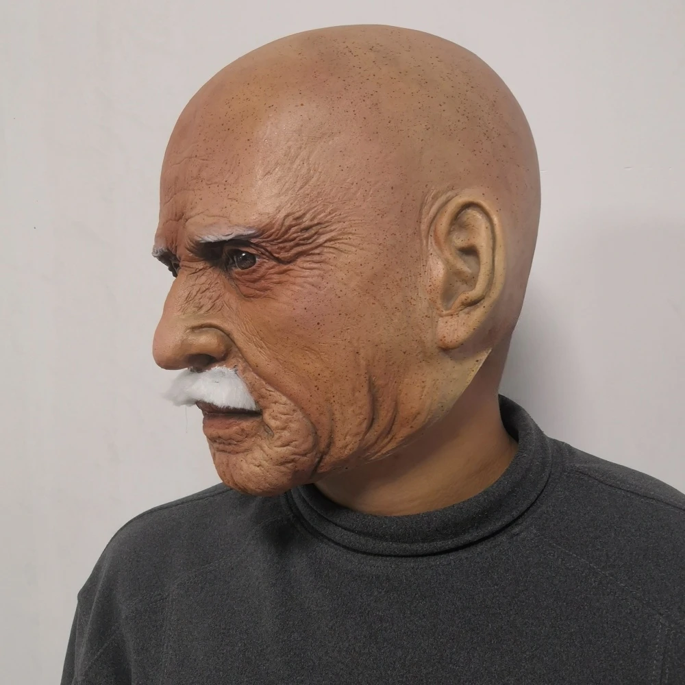 Elderly Old Man Mask Wrinkle Face Full Head Mask Grandpa Latex Devil Novelty Supplies Halloween Party Cosplay Props