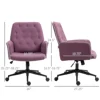 Vinsetto Velvet Home Office Chair, Button Tufted Desk Chair with Padded Armrests, Adjustable Height and Swivel Wheels, Black 3