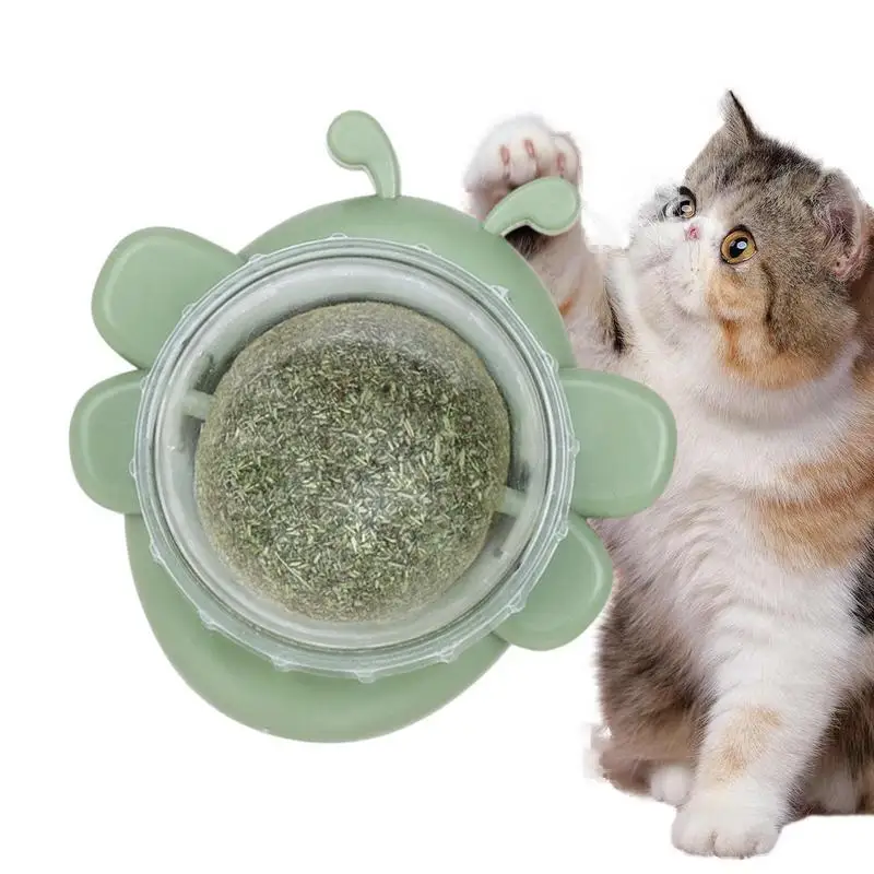 

Cat Mint Ball Catnip Lickable Balls Bee Shape Wall Catnip Roller For Cat Licking Cat Wall Treats Cat Bite Toy 360 Rotatable Cat