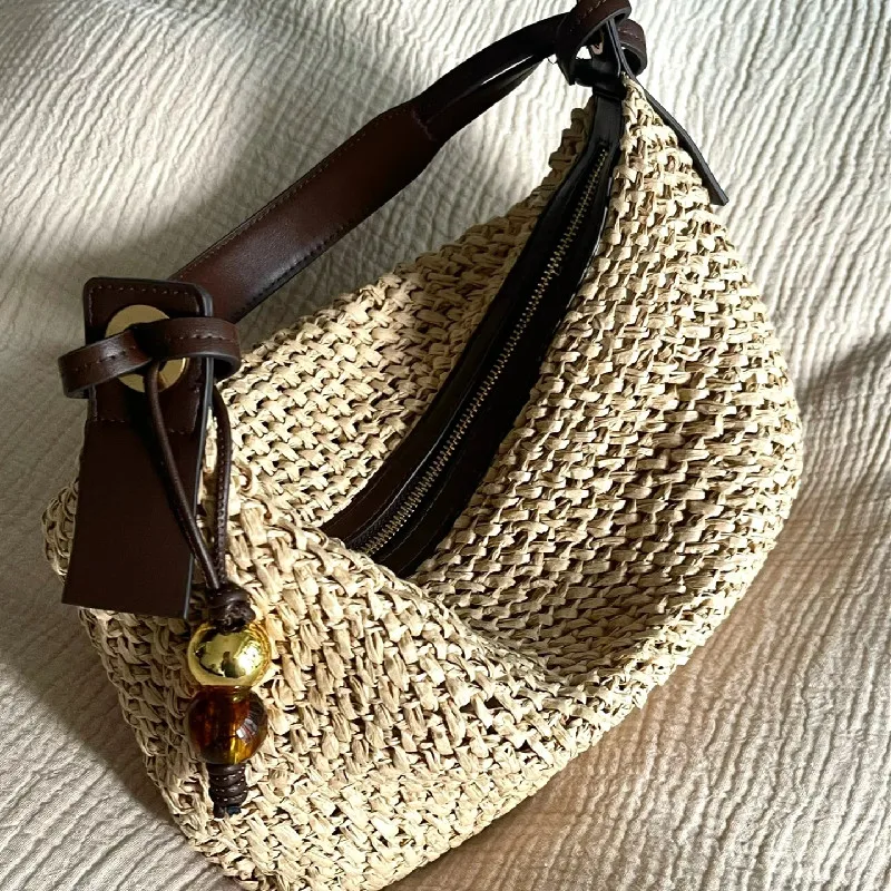 Woven Summer Fashion Straw Bag Beach Holiday Crossbody Bag Shopping Large Capacity Shoulder Handbag Messenger Ladies Women