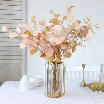 Piante artificiali Palo lungo Foglie di eucalipto Piante Foglia di denaro Decorazione da parete Matrimonio Tiro Prop Casa Camera Vasi Tavolo Decorazioni fai da te 1