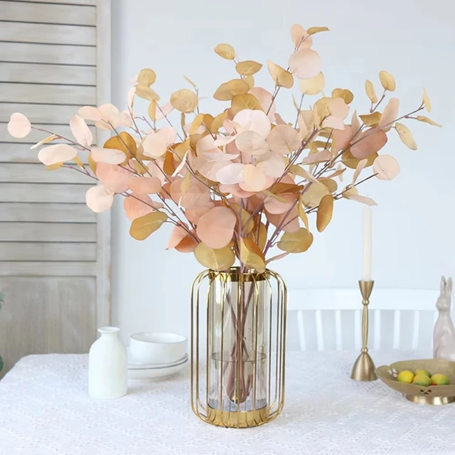 Piante artificiali Palo lungo Foglie di eucalipto Piante Foglia di denaro Decorazione da parete Matrimonio Tiro Prop Casa Camera Vasi Tavolo Decorazioni fai da te 1