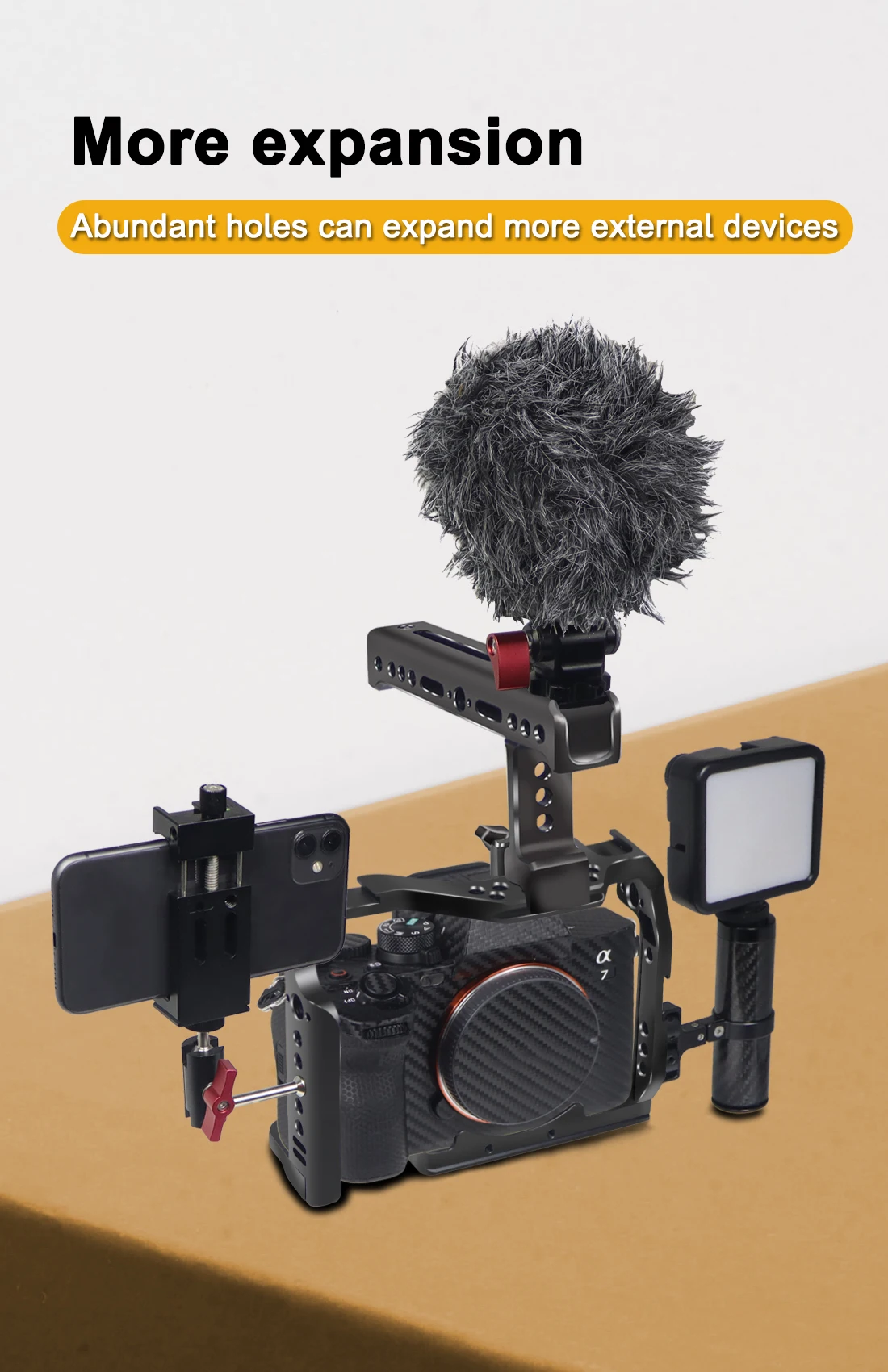 A7M4 A7R4 Camera Full Cage Rig Handle Grip Arca-style Cold Shoe Mount ARRI Locat